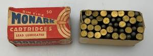 Vintage Rim Fire 22 Cal Short Monark Cartridges In Original Box