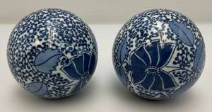 Vintage Chinese BlueWhite Porcelain Rug Balls