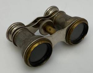 Antique Made In France Opera Binoculars Chevalier Opticien, Brass And Pewter
