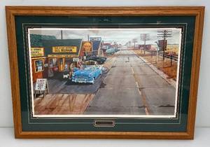Framed Behind Glass Pencil Signed KEN ZYLLA Route 66 Limited Print 16329600 28 x 39