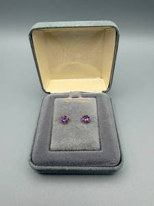 lot 59 image: AMY 14KT Gold Amethyst Stud Earrings