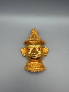 lot 79 image: Goldtone Lucien Piccard Head Bust Pendant with Crown - 3in Long Necklace Charm, Vintage Style