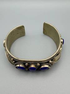 lot 118 image: Mexican Sterling Silver Bracelet - Blue Cabochon Stones