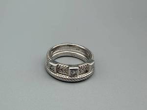 lot 147 image: Judith Ripka 925 Sterling Silver Ring Set - Size 8 - CZ Accents (2-Piece)