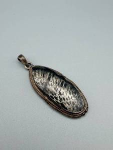 lot 159 image: Pendant - 925 Sterling Silver Oval Dendritic Agate Cabochon