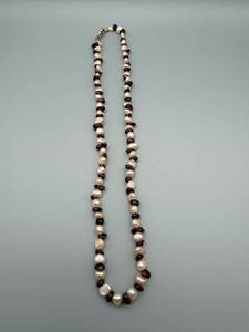 lot 217 image: Freshwater Pearl Necklace With Dark Purple Beads - Silver Clasp