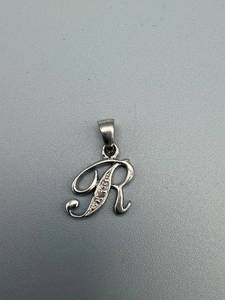 lot 223 image: Sterling Silver 925 Letter R Monogram Pendant - Ornate Script
