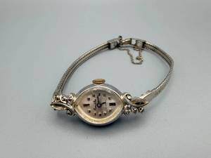 lot 232 image: Vintage Silver-Tone Ladies Wristwatch with Ornate Scrollwork