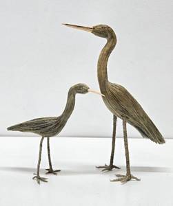 lot 29 image: 2 Handmade Folk Art Shore Birds - Tallest is 14