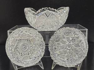 lot 175 image: Estate Lot of Vintage American Brilliant Cut Crystal Bowls #1