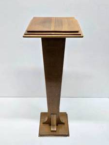 lot 105 image: Vintage 1930s-40s era Deco Quartersawn Oak Pedestal Plant Stand - 35