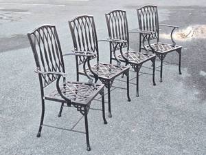 lot 241 image: Matching Set of 4 Good Metal Outdoor Patio Chairs