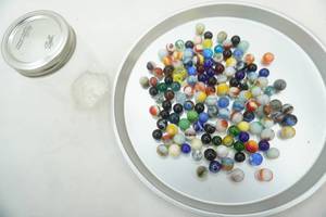 lot 5 image: Jar of Vintage Marbles 1.85lbs