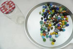 lot 6 image: Jar of Vintage Marbles 1.9lbs