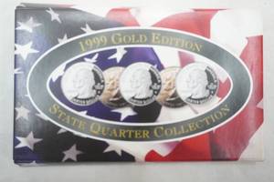 lot 8 image: 1999 Gold Edition State Quarter Collection. 24K Gold Layered