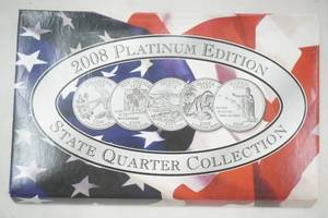 lot 10 image: 2008 Platinum Edition State Quarter Collection. Platinum Layered.
