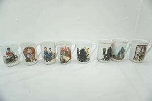 lot 48 image: Vintage Norman Rockwell Coffee Mugs 8ct