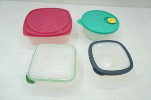 lot 66 image: Food Storage Containers wlids (4ct) Tupperware, Sterilite, Holiday Housewares