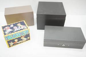 lot 96 image: Vintage Metal Boxes & Vintage Tin Crayon Box J. Chein & Co. 1960s