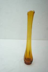 lot 135 image: Vintage amber glass swung vase 13.25 tall