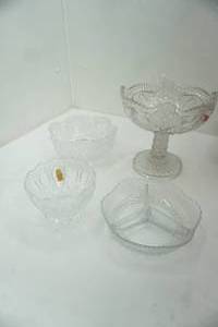 lot 155 image: Vintage Indiana Glass Double Pinwheel Juno Open Compote and more