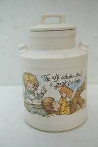 lot 202 image: Vintage McCoy Ceramic Cream Can Cookie Jar. The Sky  Above and a book to Love