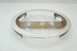 lot 217 image: Vintage Glasbake Oval Meat Serving Platter wWalnut Warming Stand