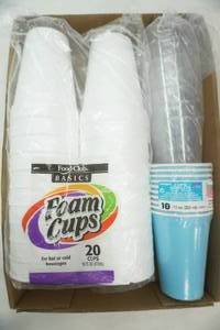lot 222 image: NEW 16 oz Styrofoam cups, plastic cups, paper cups
