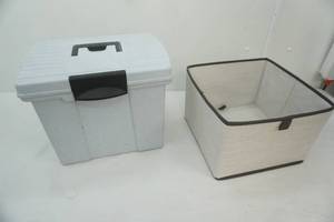 lot 231 image: Portable File Box, collapsible canvas storage bin