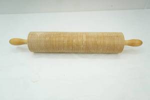 lot 235 image: large ribbed wooden rolling pin