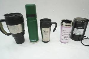 lot 267 image: Bubba Keg, Coleman Thermos, 2 travel mugs, Cuisinart coffee grinder