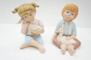 lot 285 image: pair of Vintage Ceramic Boy & Girl Figurines Statues 9.5 tall
