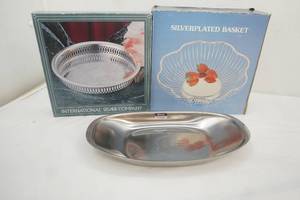 lot 299 image: Vintage Stainless Steel and Silver-plate serving pieces