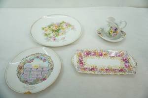 lot 317 image: Vintage Rose China Plates, vintage mini porcelainceramic floral dish and pitcher