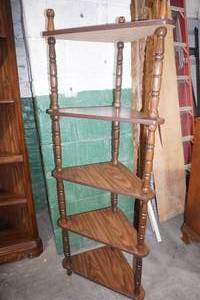 lot 369 image: Vintage Wooden Corner Shelf 58Hx 21Wx 12D