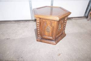 lot 377 image: vintage hexagon wooden side table 24x21