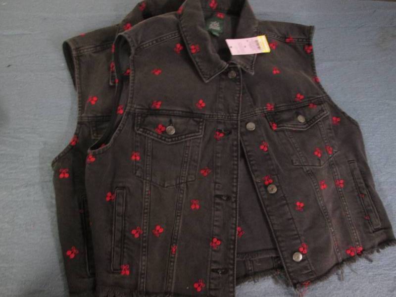 lot 696 image: 2 medium cherry womens vests...