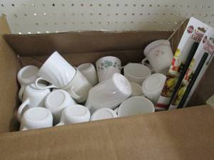 lot 55 image: Box of Correlle and Corning mugs...