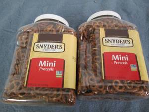 lot 108 image: 2 One pound jars of Snyders mini p...