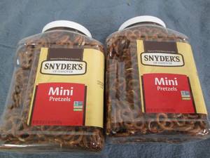 lot 109 image: 2 One pound jars of Snyders mini p...