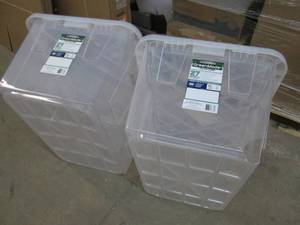 lot 131 image: 2 Large storage totes with lids, on...