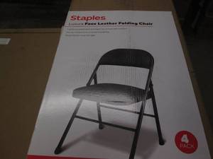 lot 143 image: 4 Faux leather folding chairs...