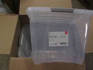 lot 148 image: 6 Plastic storage totes with lids, ...