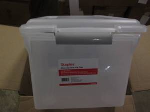 lot 149 image: 4 Plastic file totes with lids...