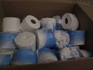 lot 196 image: Box of Pacific Blue toilet tissue...