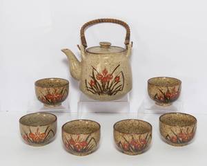 lot 11 image: Otagiri Hand-Crafted Stoneware Teapot & 6 Handle-less Cups