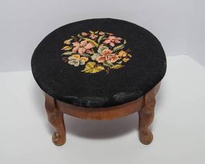 lot 31 image: Vintage Floral Needlepoint Stool