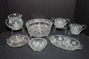 lot 43 image: Cut Glass Serving Ware - 7 Pieces