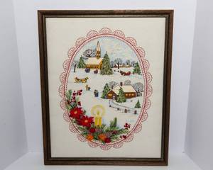 lot 45 image: Vintage Embroidered Christmas Wall Art