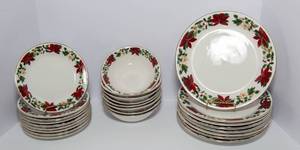 lot 74 image: Gibson Poinsettia Holiday China Set  24 Pieces